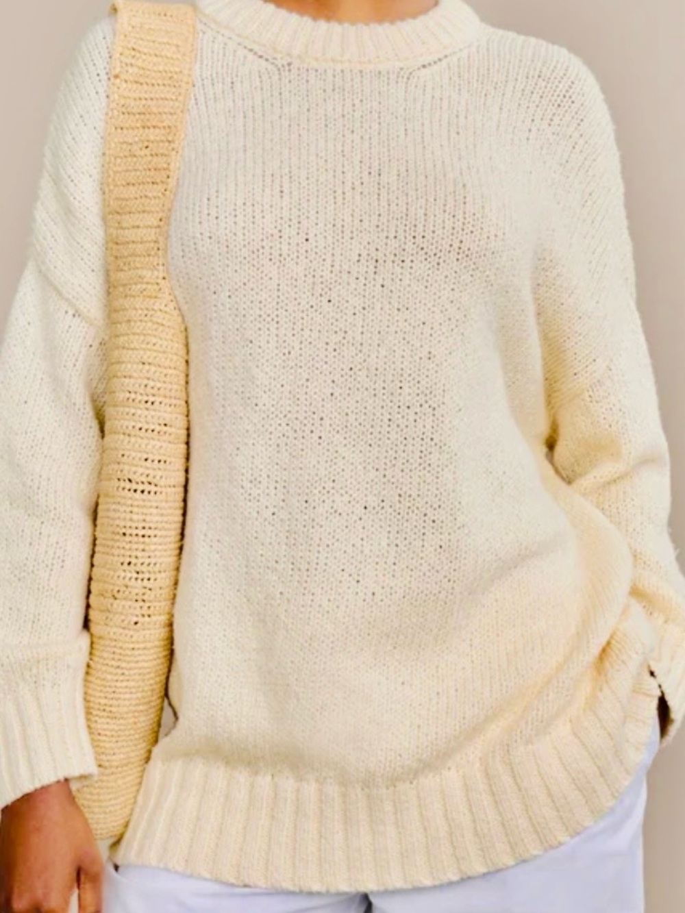 Jenni Kayne 100% Cotton Loose Knit Rib Trim Oversize Foster Sweater Size 3X